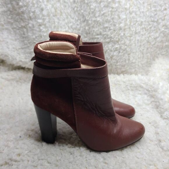 Reiss Burgundy‎ Leather Side Zip Ankle Boots size 37 - Picture 2 of 9